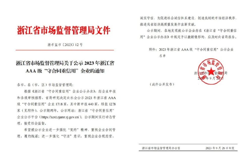 mk（中国）喜获AAA级“守合同重信用”企业荣誉称号